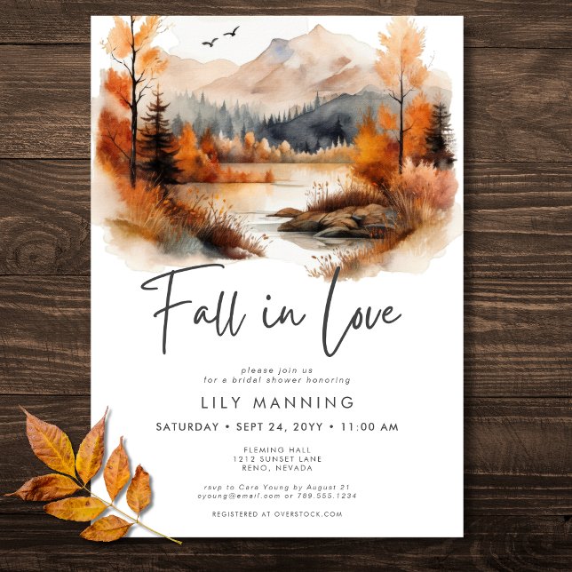 Convite Montanha Rústica Cai No Chá de panela De Amor (Rustic Fall Mountain Fall In Love Bridal Shower Invitation)