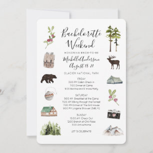 Convite Montanha Woods Bachelorette Weekend Itinerary Invi