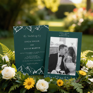 Convite Montanhas ao ar livre Pine Tree Casamento Verde Es