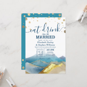 Convite Montanhas Blue Gold COMA Beba & Case-se Casamento