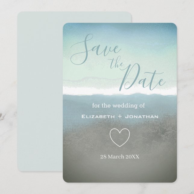 Convite Montanhas Blue Ridge salvem a data (Frente/Verso)