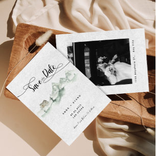 Convite Montanhas Cinza Aquarela Natureza Save the Date