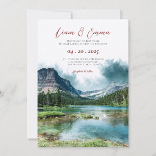 Convite Montanhas da Geleira Casamento em Montana
