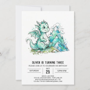 Convite Montanhas do Dragão de Menta Aniversário