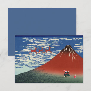 Convite Montanhas Fuji no Natal, Arte Japonesa Vintage