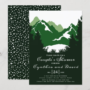 Convite Montanhas verdes, coníferas casais de casamento c