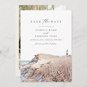 Convite MONTAUK NEW YORK Watercolor Beach Salvar a Data em