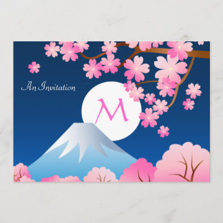 Convite Monte Fuji Cherry Blossoms Primavera Japão Night S