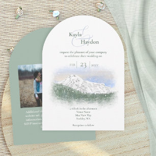 Convite Monte Rainier, Neve Caindo Casamento de Inverno