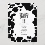 Convite Moo Cow Spots Impressão Black & White Rustic Sweet<br><div class="desc">Convite de aniversário de vaca.</div>