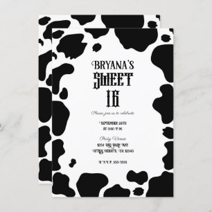 Convite Moo Cow Spots Impressão Black & White Rustic Sweet