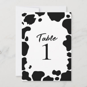 Convite Moo Cow Spots Impressão Black White Table Number