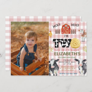 Convite Moo Im Dois segundos De Vaca Aniversário