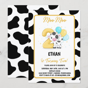 Convite Moo Moo Estou Dois Festa de Aniversário de 2 anos