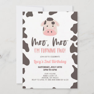 Convite Moo Moo Estou Fazendo Dois Aniversário de Vaca