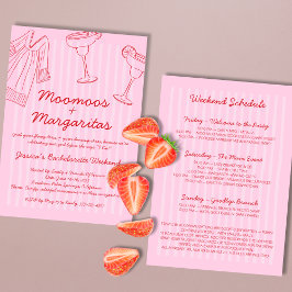 Convite Moo Moos & Margaritas - Bachelorette Rosa e Vermel