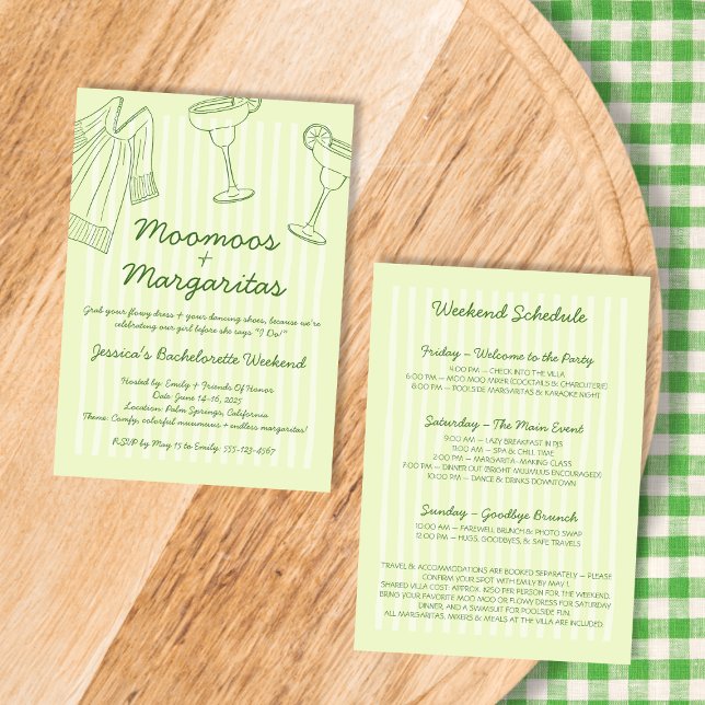 Convite Moo Moos & Margaritas Green Bachelorette Weekend (Moo Moos & Margaritas Green Bachelorette Weekend Invitation)