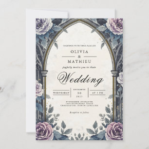 Convite Moody Arch Floral Romance Wedding