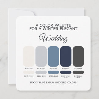 Convite Moody Blue and Gray Wedding Color Palette Card