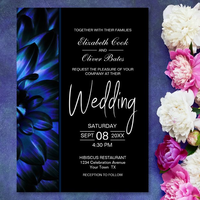 Convite Moody Blue Floral Wedding (Criador carregado)
