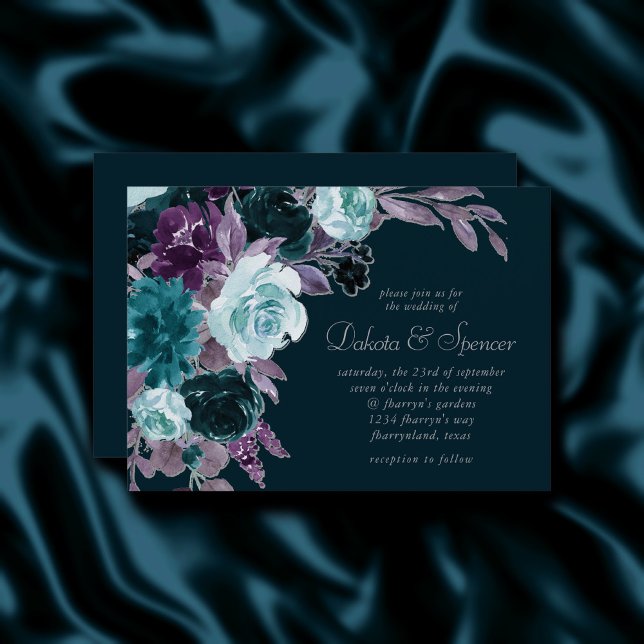 Convite Moody Boho | Buquê Roxo Profundo (Criador carregado)
