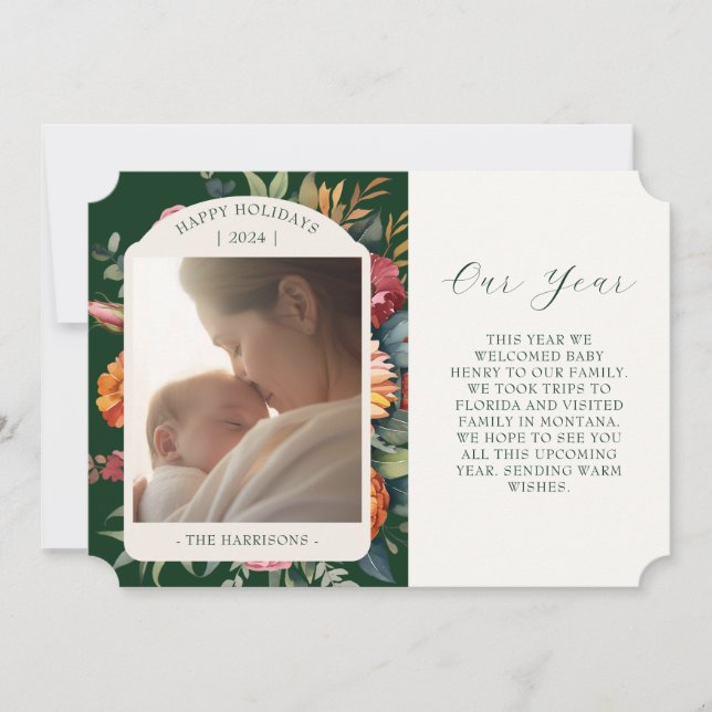 Convite Moody Botanation Year In Review Holiday Card (Ano  (Frente)