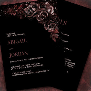 Convite Moody Chocolate Floral Tudo em Um Casamento