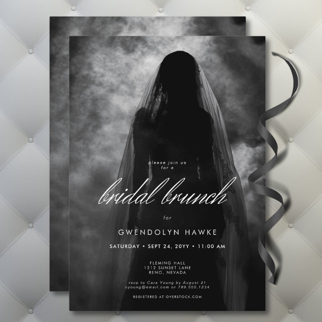 Convite Moody Dark Ghost Bride em Mist Bridal Brunch (Moody Dark Ghost Bride in Mist Bridal Brunch Invitation)