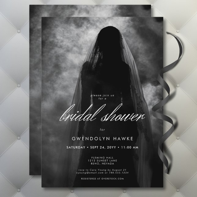 Convite Moody Dark Ghost Bride no Chá de panela da Mist (Moody Dark Ghost Bride in Mist Bridal Shower Invitation)