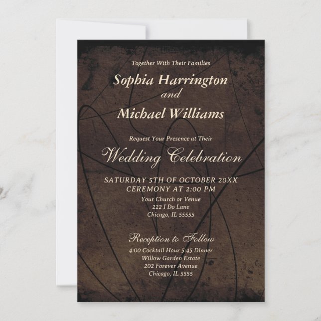 Convite Moody Elegance Weding Invitation Modelo Digital (Frente)