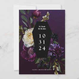 Convite Moody Elegante Purple Gothic Garden Floral Salvar