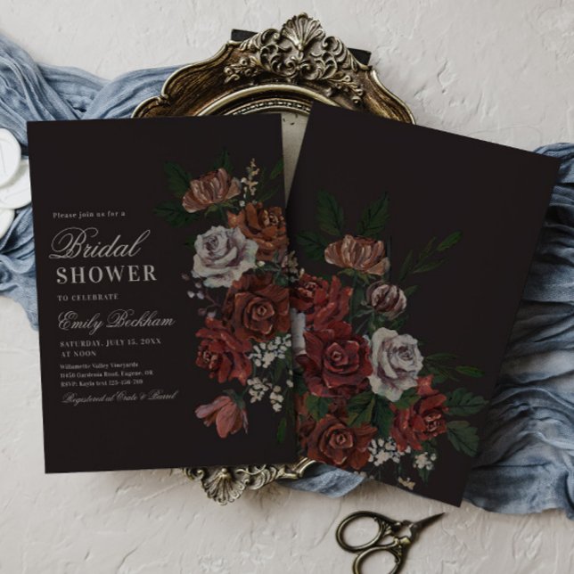 Convite Moody Floral Bridal Shower Invitation (Criador carregado)