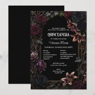 Convite Moody Floral Gótico Quinceanera