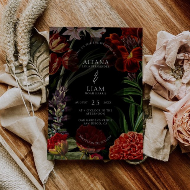 Convite Moody Floral Wedding (Criador carregado)