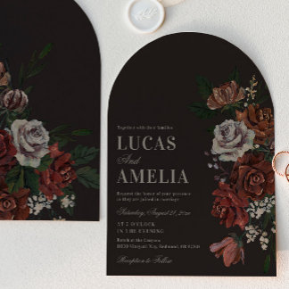 Convite Moody Florals Arch Wedding Invitation