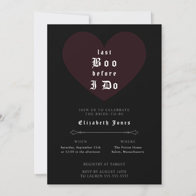 Convite Moody Gothic Bridal Shower Invitation (Frente)