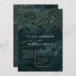 Convite Moody Hues Turquoise Marble Invitation