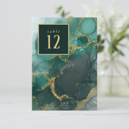 Convite Moody Ink Emerald Dourado Table Number ID988