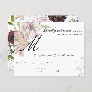 Convite Moody Jewel Tone Floral Wedding RSVP