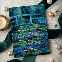 Convite Moody Jewel Tones Monet Lily Pond Fine Art Wedding
