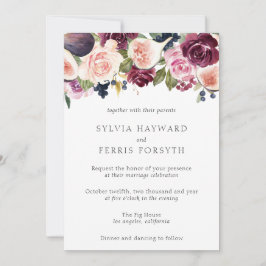 Convite Moody Plum Floral e Fig Wedding
