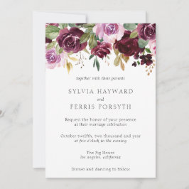 Convite Moody Plum Floral Wedding