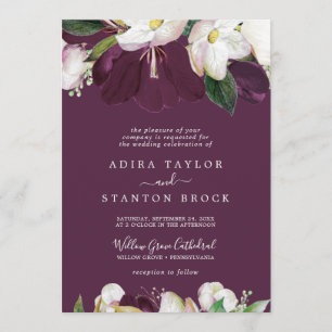 Convite Moody Purple Blooms   Casamento Formal De ameixa