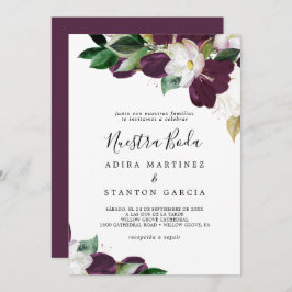Convite Moody Purple Blooms Espanha Nuestra Boda
