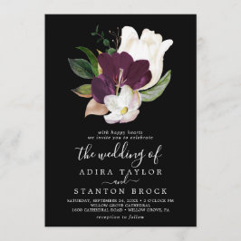 Convite Moody Purple Blooms | Preto Casamento De