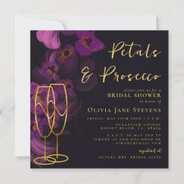 Convite Moody Purple Orchids Petals Chá de panela Prosecco