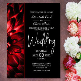 Convite Moody Red Floral Wedding