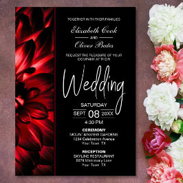 Convite Moody Red Floral Wedding