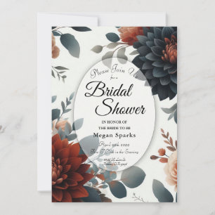 Convite Moody Rustic Fall Florals Chá de panela de Casamen