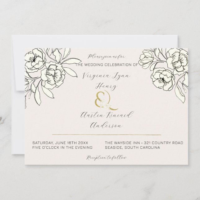 Convite Moody Smoked Dourado Ampersand (Frente)